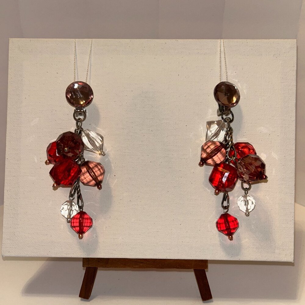 Burgundy clip earrings